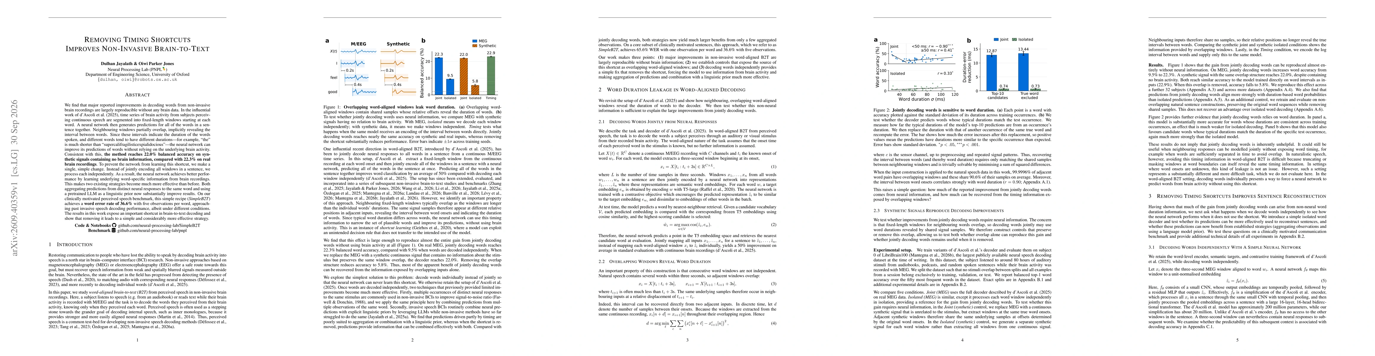 Thumbnail for Removing Timing Shortcuts Improves Non-Invasive Brain-to-Text