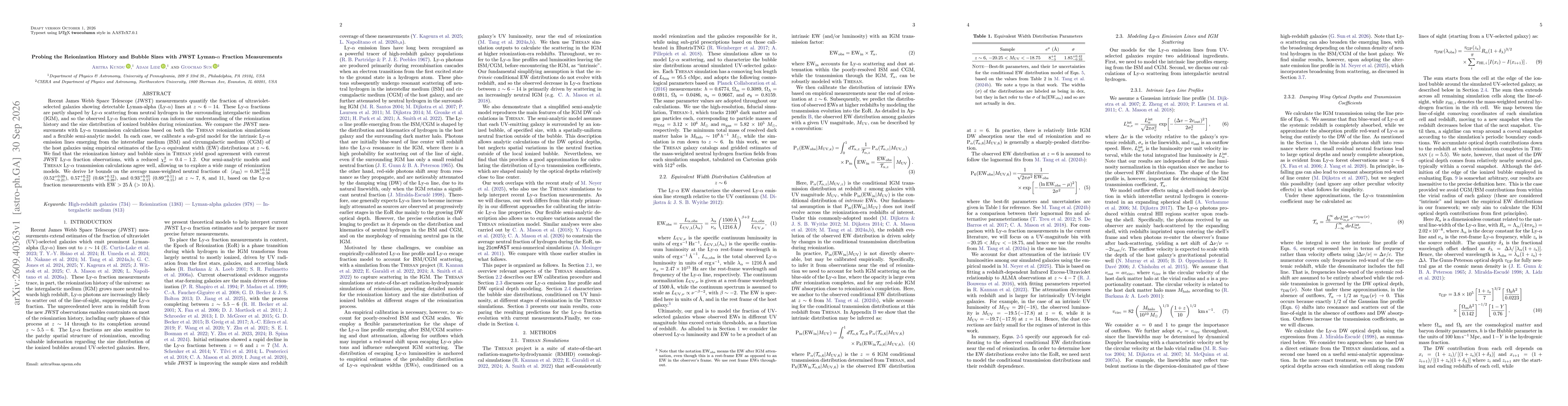 Thumbnail for Probing the Reionization History and Bubble Sizes with JWST Lyman-$α$ Fraction Measurements