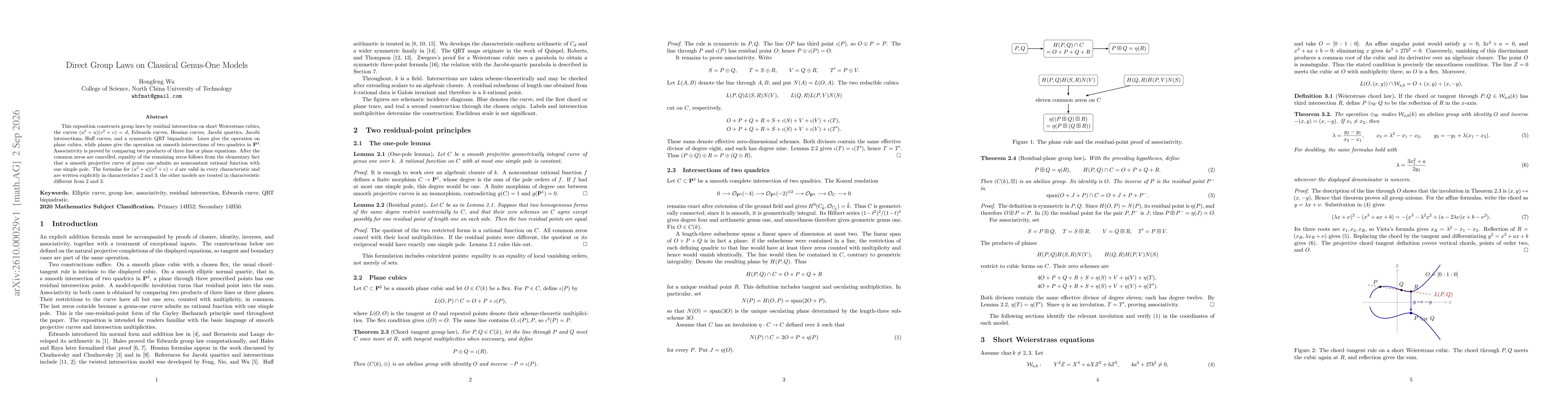 Thumbnail for Direct Group Laws on Classical Genus-One Models