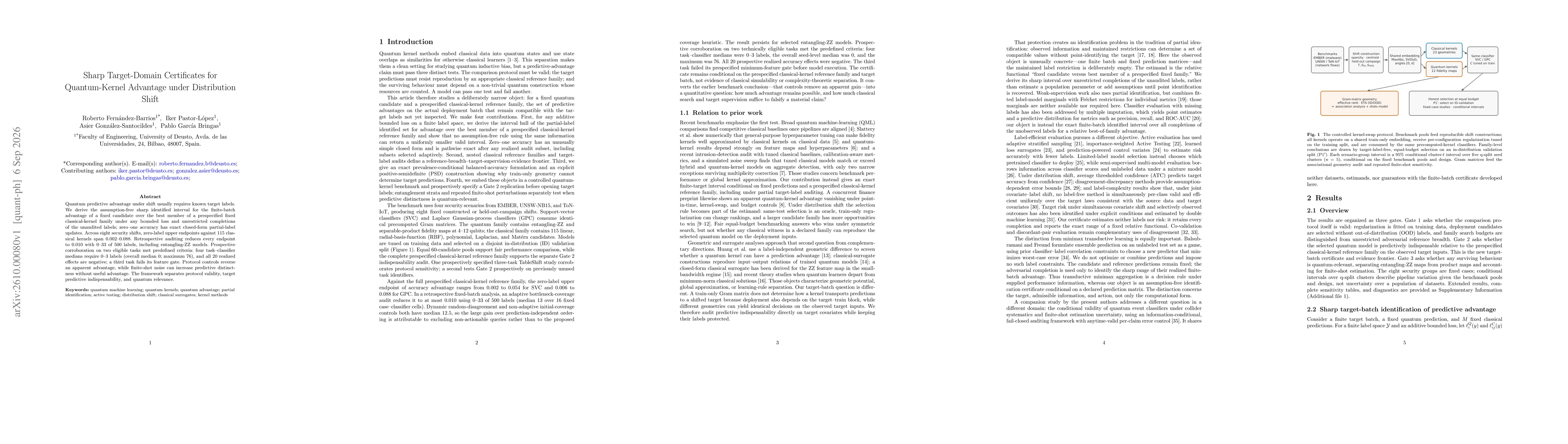Thumbnail for Sharp Target-Domain Certificates for Quantum-Kernel Advantage under Distribution Shift