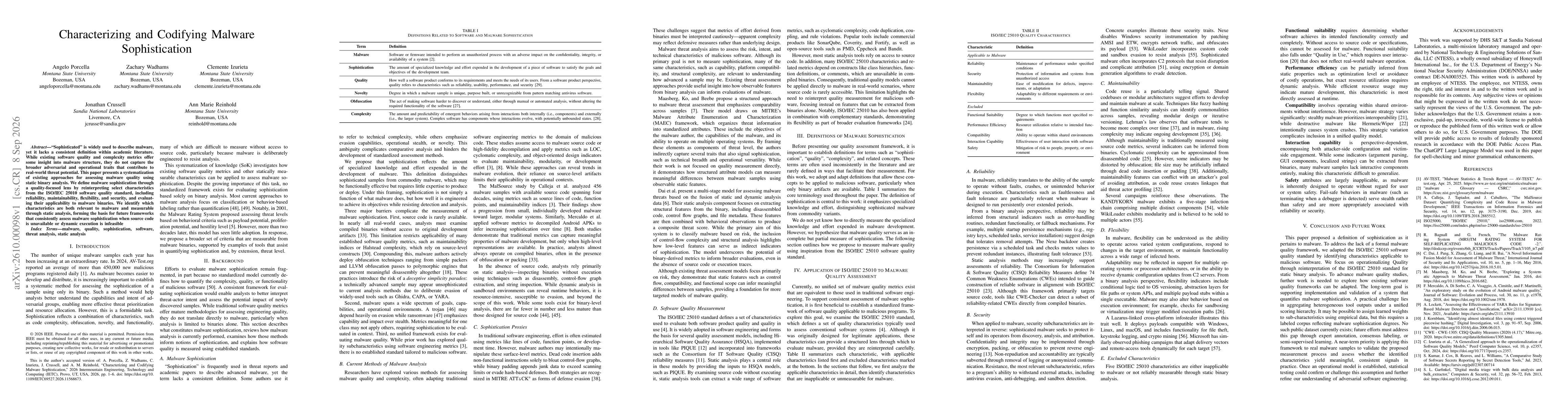 Thumbnail for Characterizing and Codifying Malware Sophistication