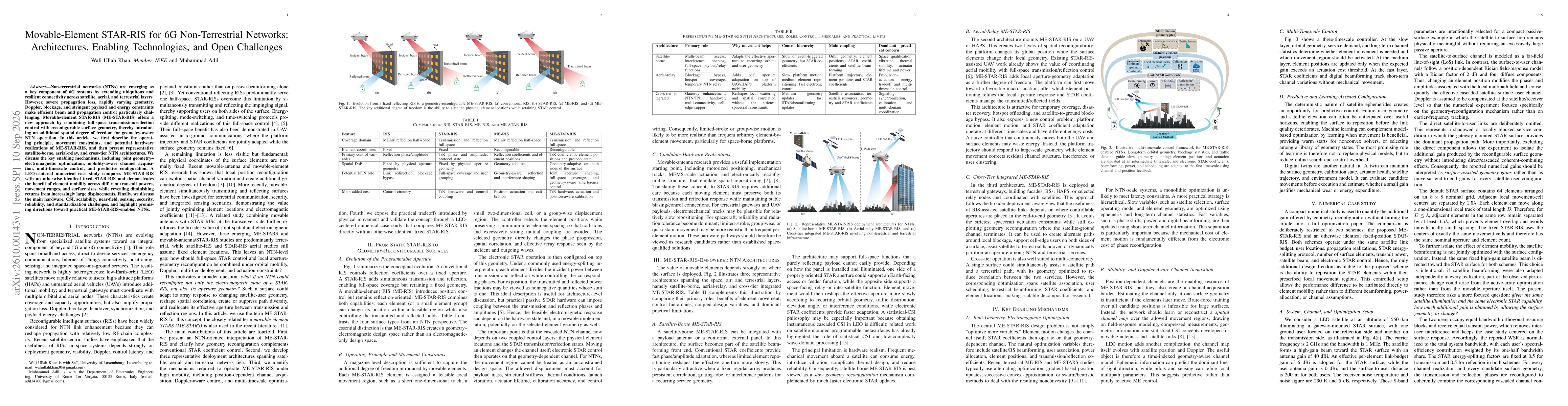 Thumbnail for Movable-Element STAR-RIS for 6G Non-Terrestrial Networks: Architectures, Enabling Technologies, and Open Challenges