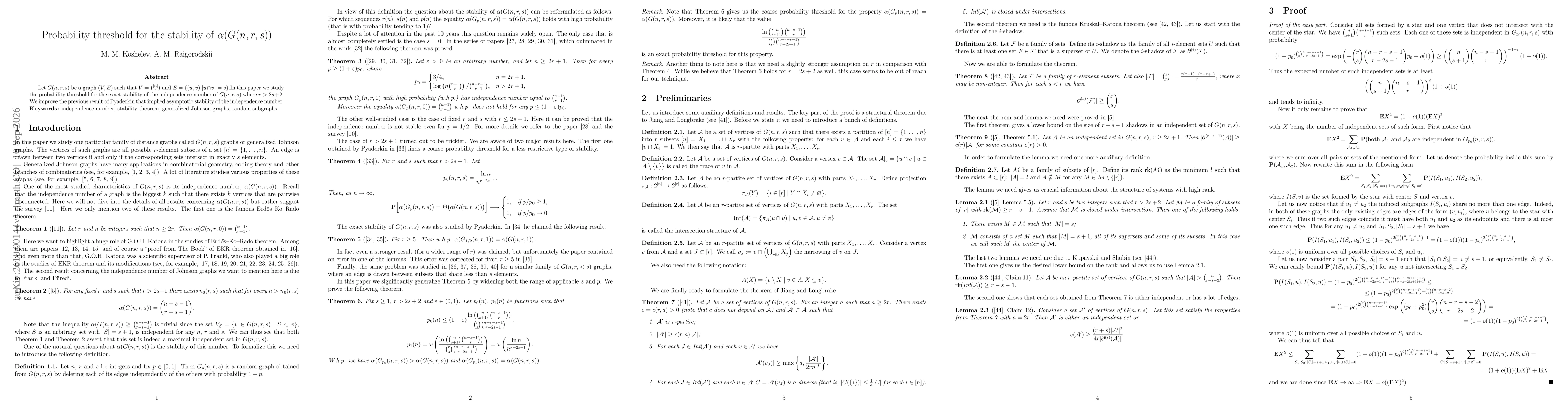 Thumbnail for Probability threshold for the stability of $α(G(n,r,s))$