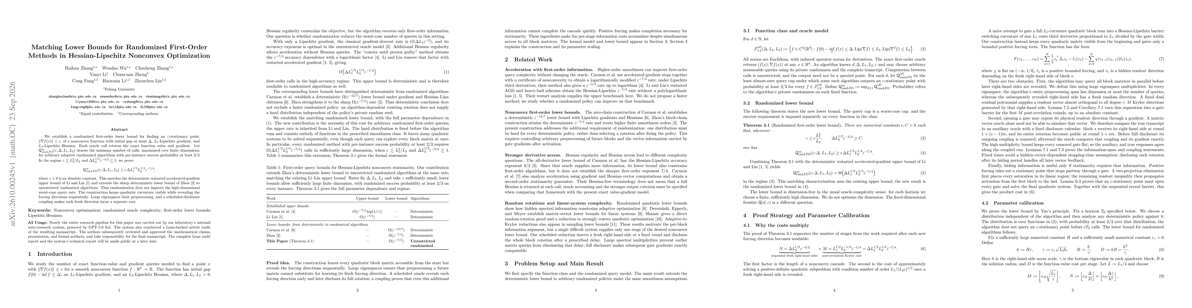 Thumbnail for Matching Lower Bounds for Randomized First-Order Methods in Hessian-Lipschitz Nonconvex Optimization