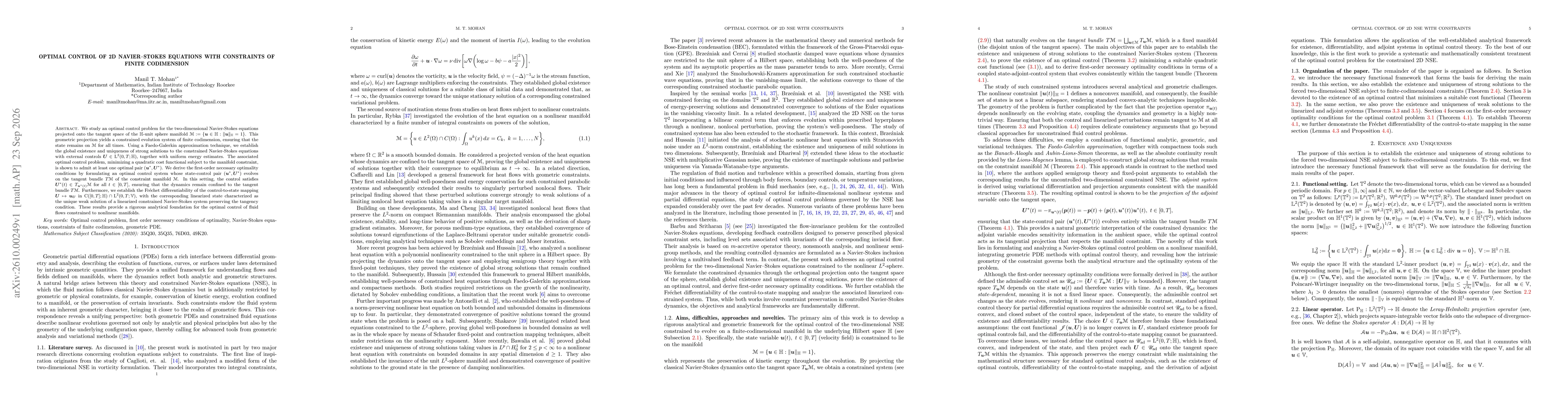 Thumbnail for Optimal Control of 2D Navier--Stokes Equations with Constraints of Finite Codimension