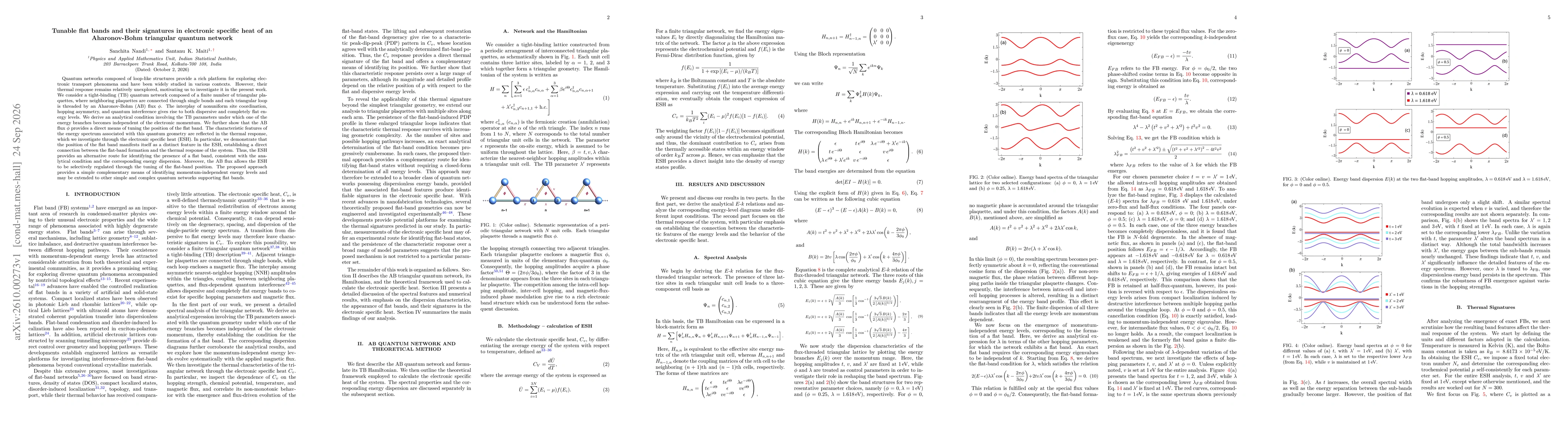 Thumbnail for Tunable flat bands and their signatures in electronic specific heat of an Aharonov-Bohm triangular quantum network