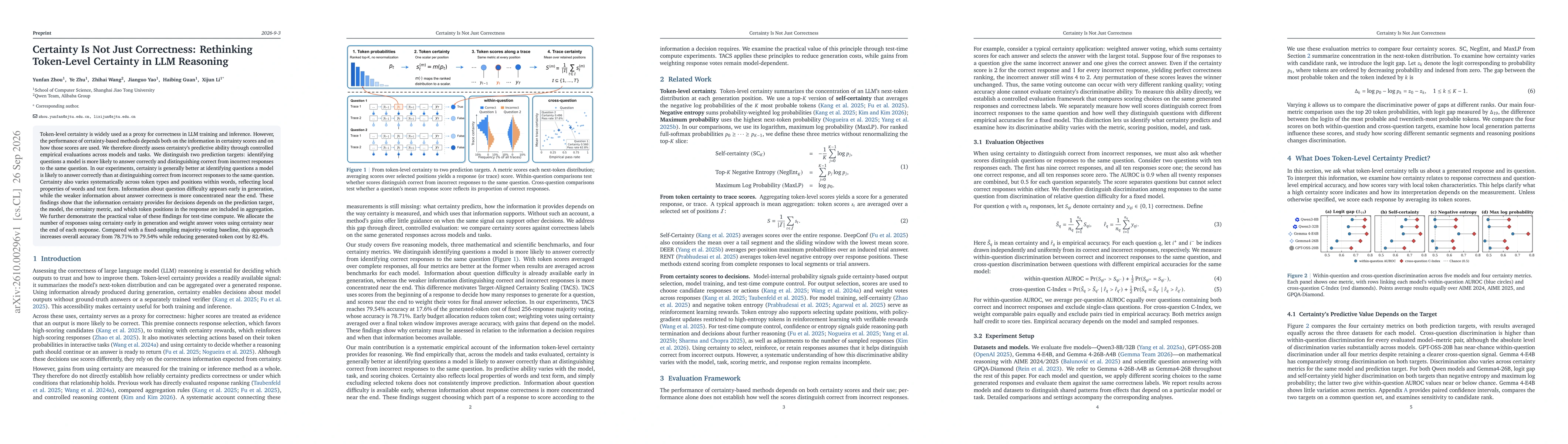 Thumbnail for Certainty Is Not Just Correctness: Rethinking Token-Level Certainty in LLM Reasoning