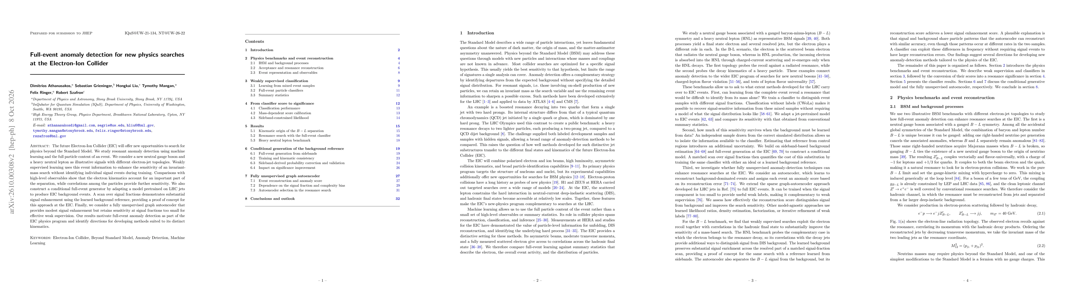 Thumbnail for Full-event anomaly detection for new physics searches at the Electron-Ion Collider