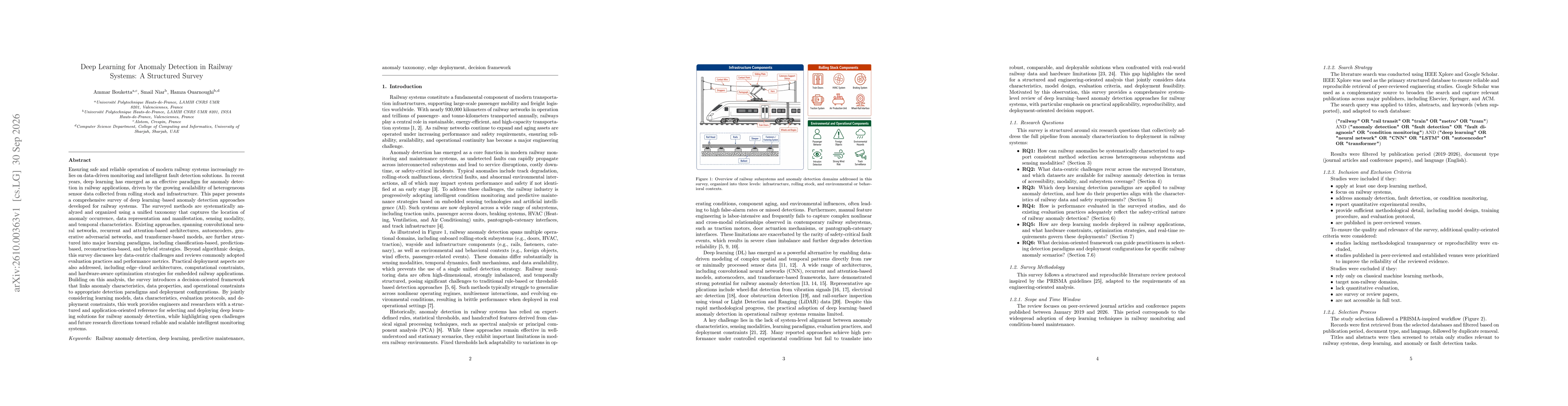 Thumbnail for Deep Learning for Anomaly Detection in Railway Systems: A Structured Survey