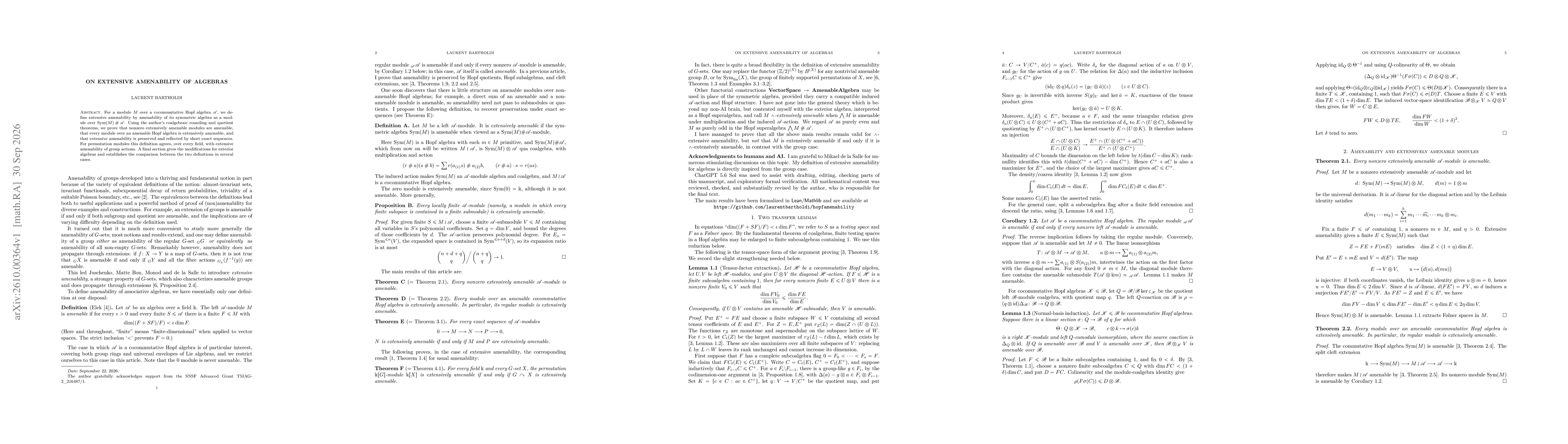 Thumbnail for On extensive amenability of algebras