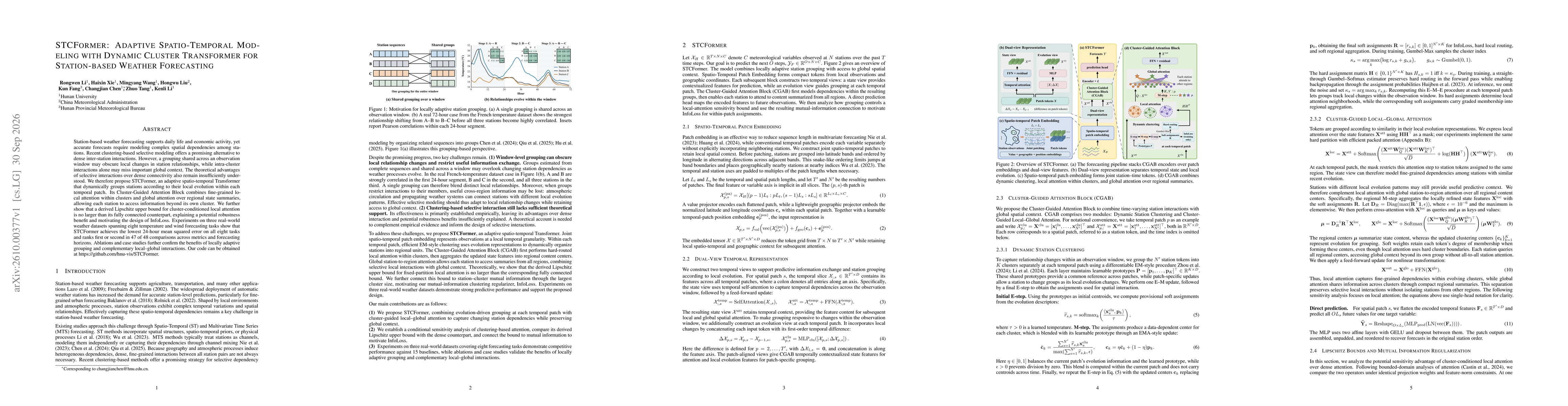 Thumbnail for STCFormer: Adaptive Spatio-Temporal Modeling with Dynamic Cluster Transformer for Station-based Weather Forecasting
