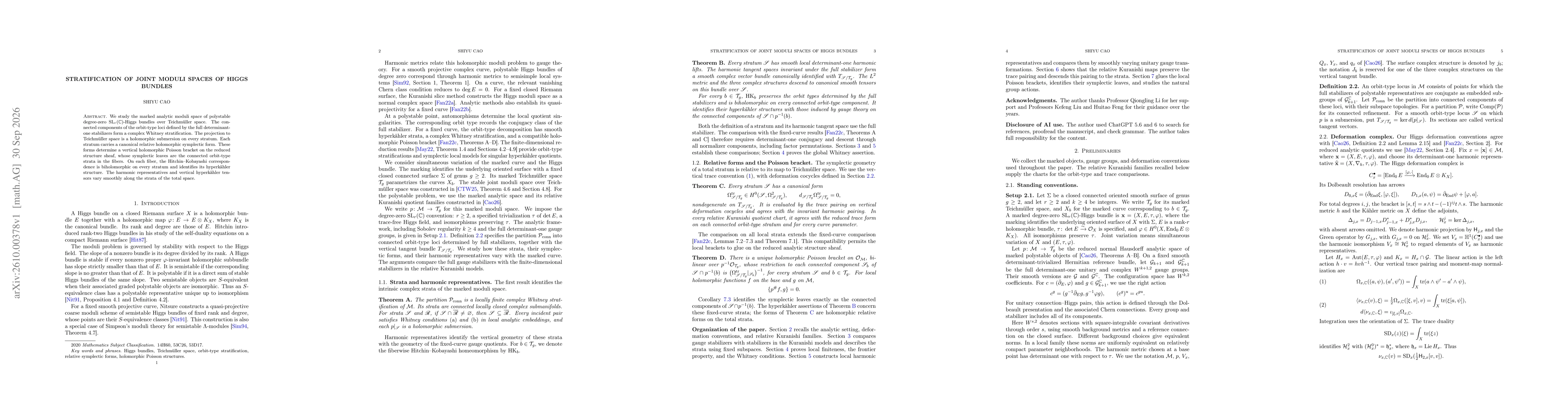 Thumbnail for Stratification of Joint Moduli Spaces of Higgs Bundles