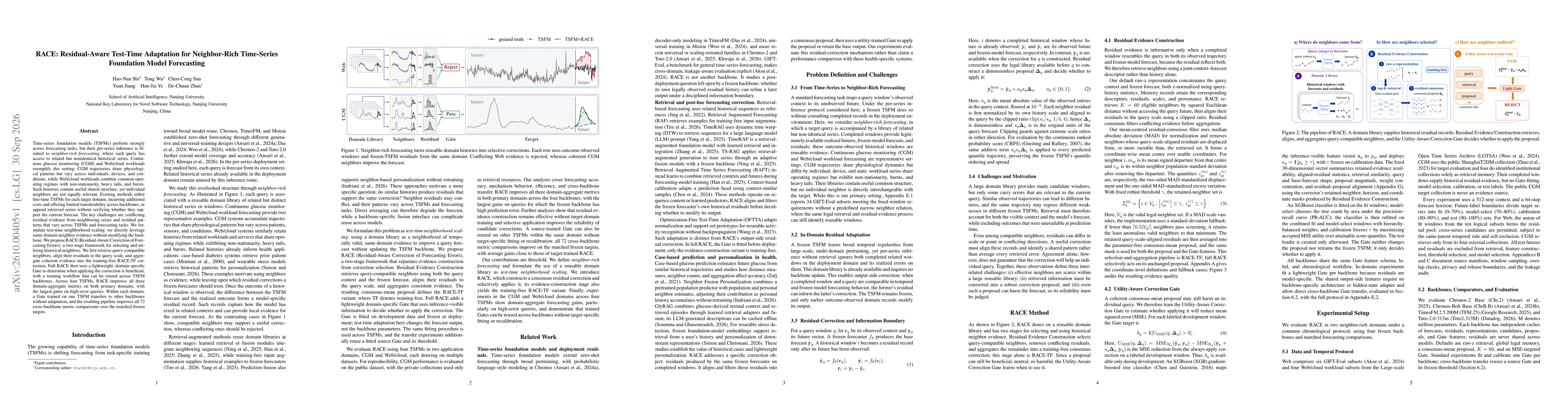 Thumbnail for RACE: Residual-Aware Test-Time Adaptation for Neighbor-Rich Time-Series Foundation Model Forecasting