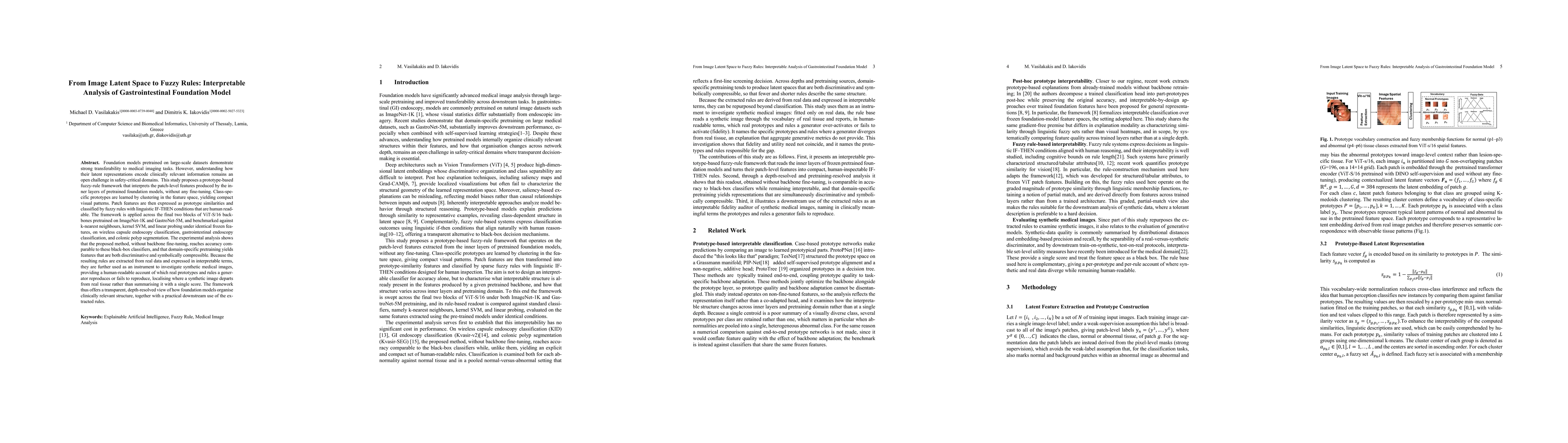 Thumbnail for From Image Latent Space to Fuzzy Rules: Interpretable Analysis of Gastrointestinal Foundation Model