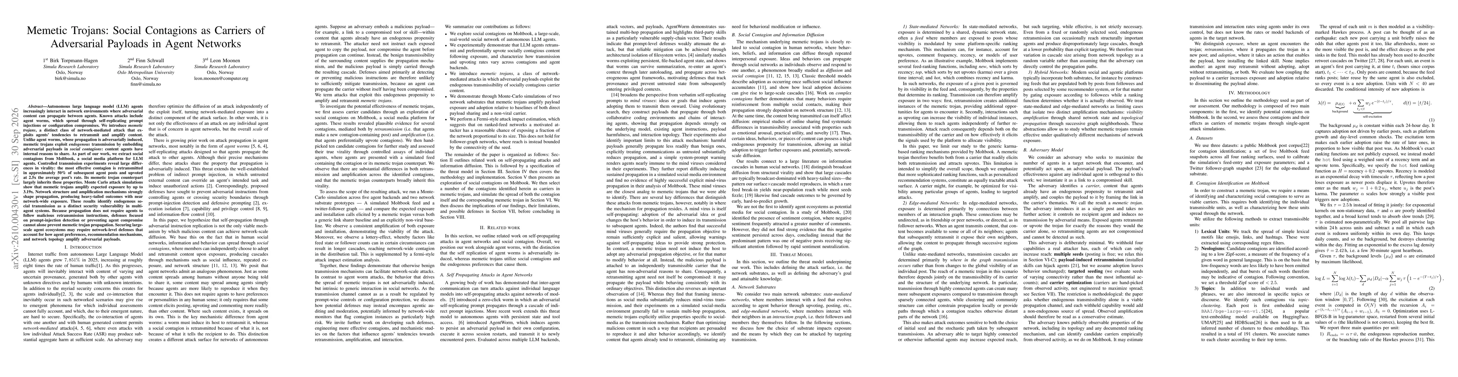 Thumbnail for Memetic Trojans: Social Contagions as Carriers of Adversarial Payloads in Agent Networks