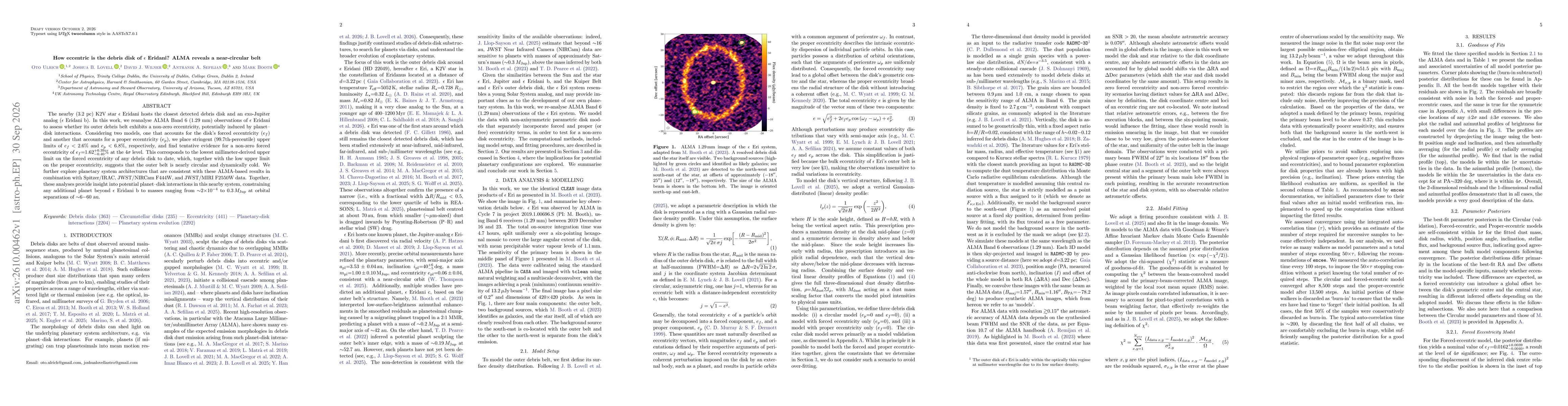 Thumbnail for How eccentric is the debris disk of epsilon Eridani? ALMA reveals a near-circular belt