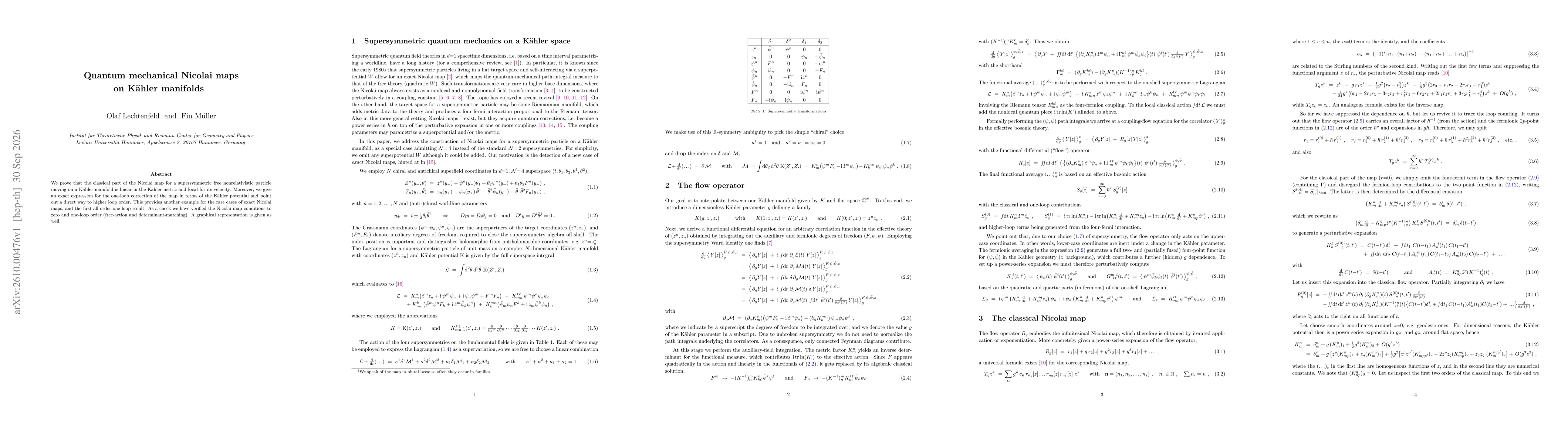 Thumbnail for Supersymmetric quantum mechanics on a Kähler space