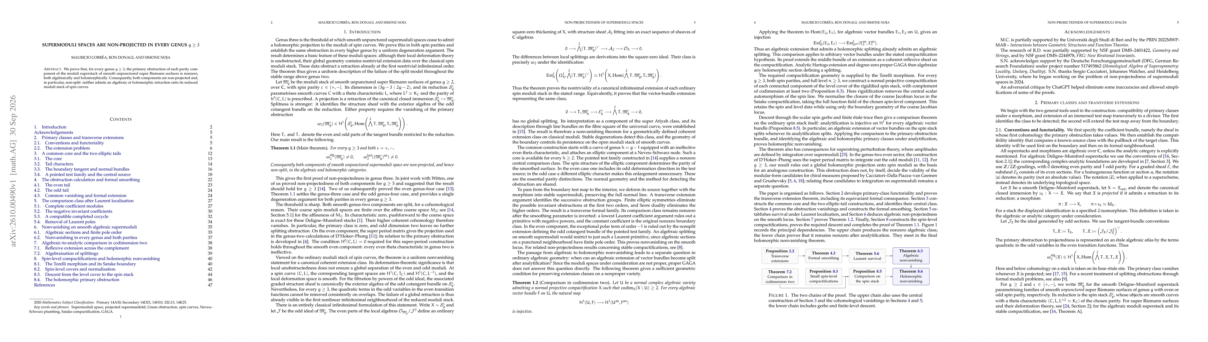 Thumbnail for Supermoduli spaces are non-projected in every genus $g\geq 3$