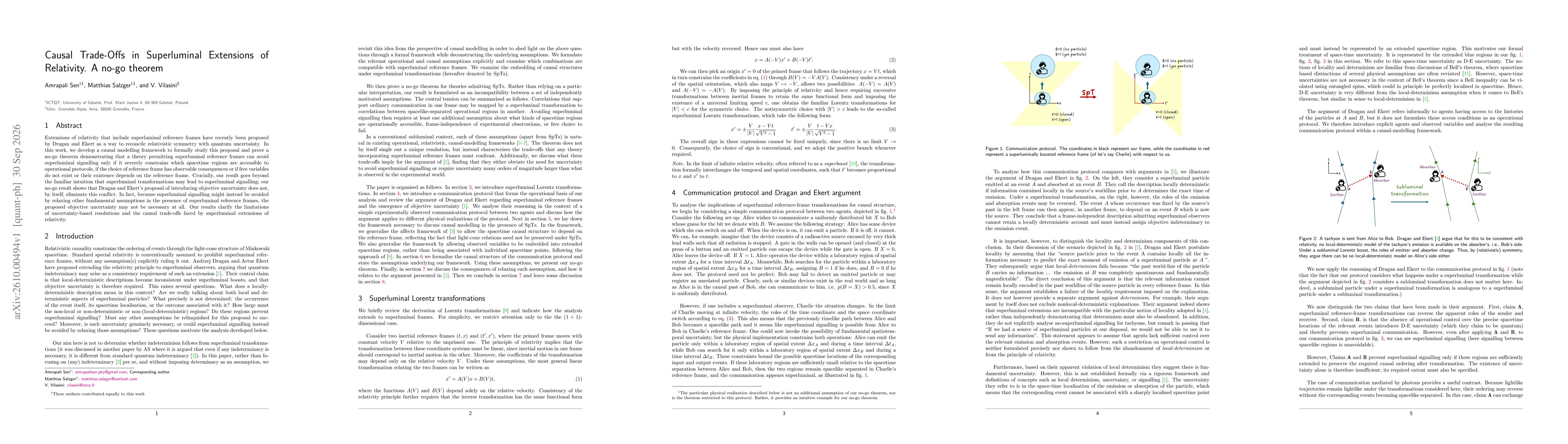Thumbnail for Causal Trade-Offs in Superluminal Extensions of Relativity. A no-go theorem