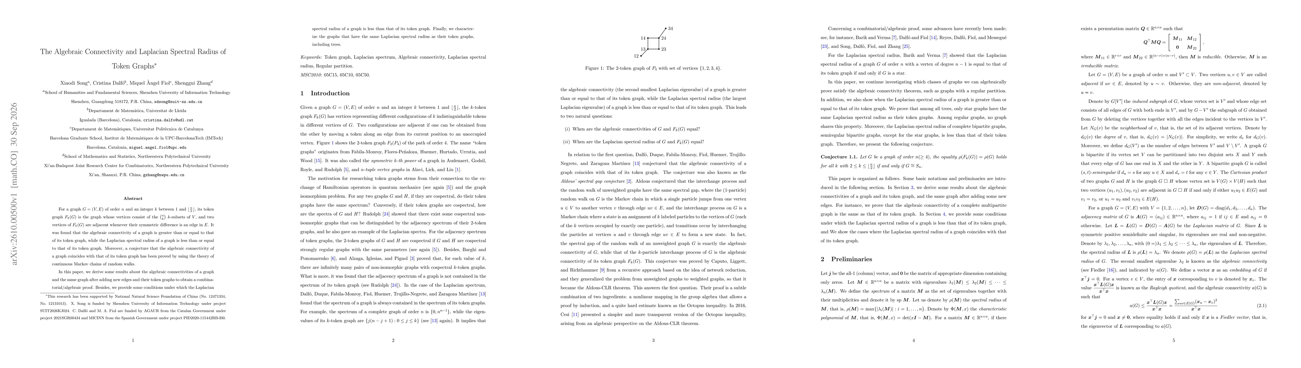 Thumbnail for The Algebraic Connectivity and Laplacian Spectral Radius of Token Graphs