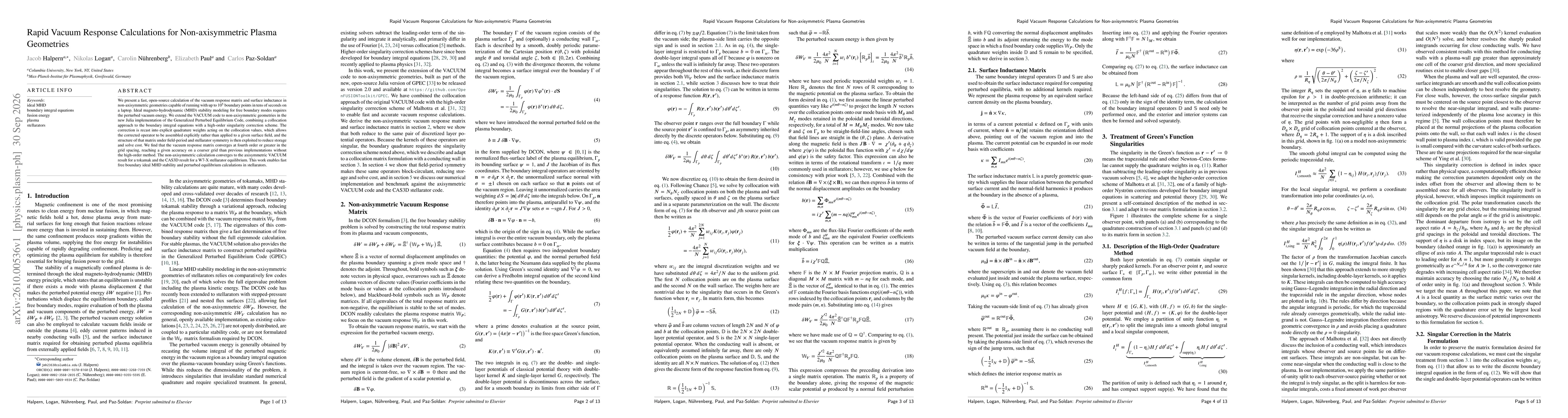 Thumbnail for Rapid Vacuum Response Calculations for Non-axisymmetric Plasma Geometries