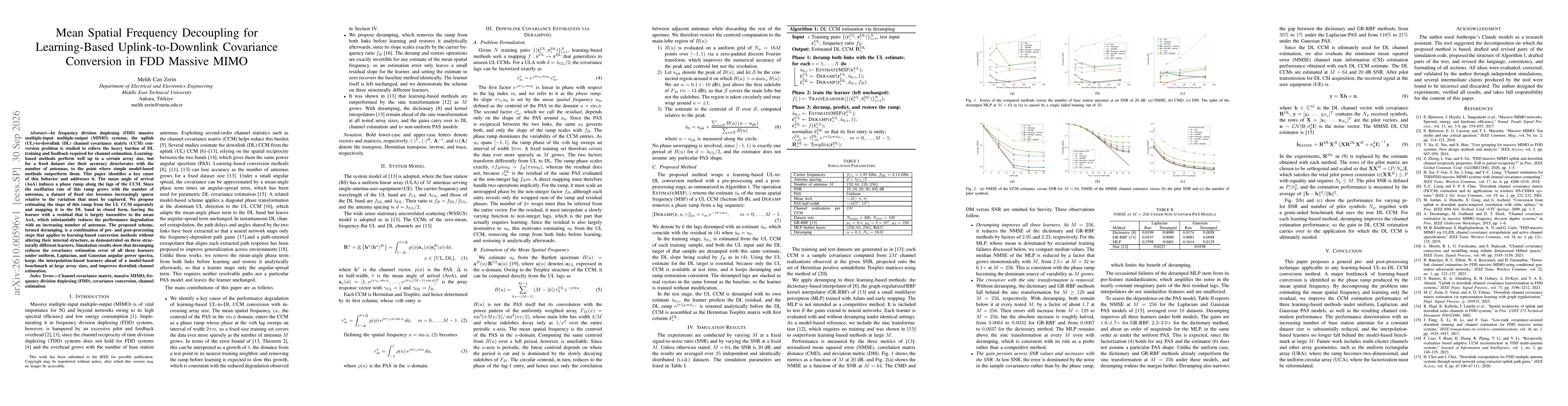 Thumbnail for Mean Spatial Frequency Decoupling for Learning-Based Uplink-to-Downlink Covariance Conversion in FDD Massive MIMO
