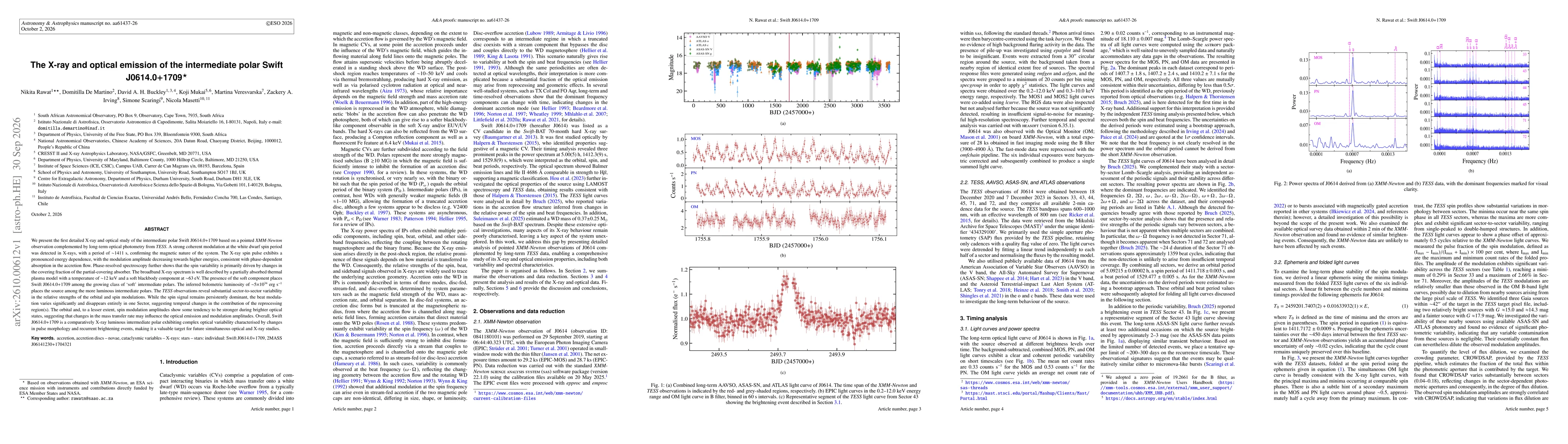 Thumbnail for The X-ray and optical emission of the intermediate polar Swift J0614.0+1709