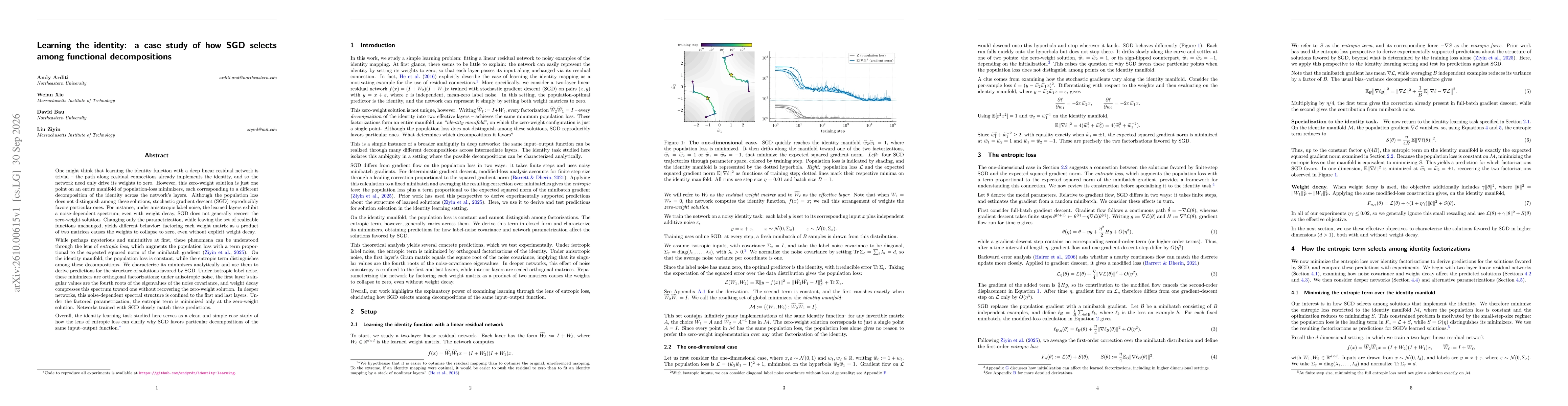 Thumbnail for Learning the identity: a case study of how SGD selects among functional decompositions