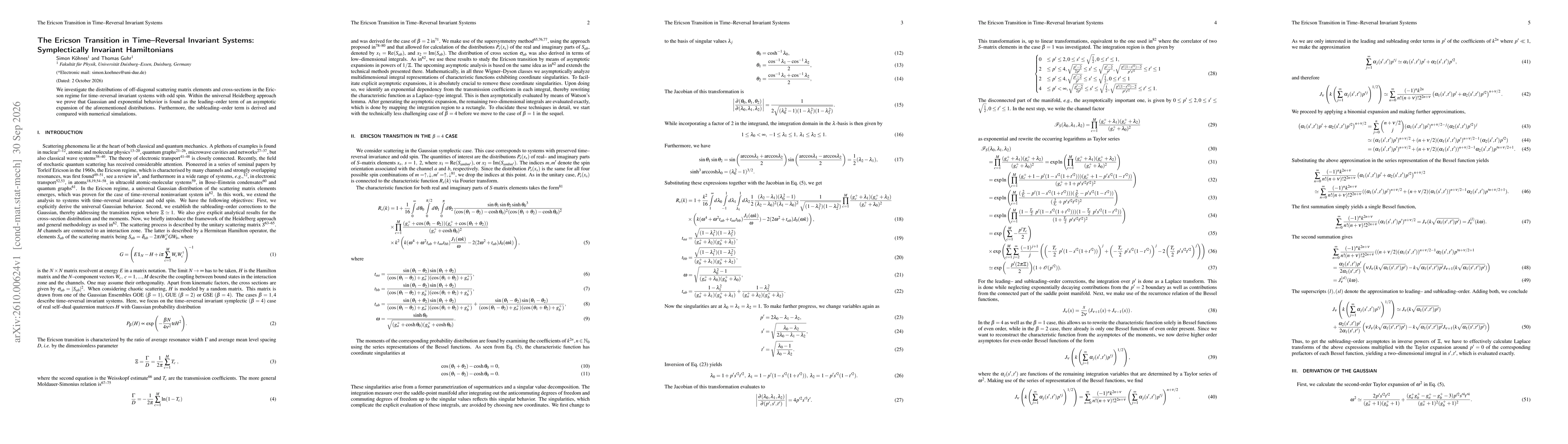 Thumbnail for The Ericson Transition in Time-Reversal Invariant Systems: Symplectically Invariant Hamiltonians