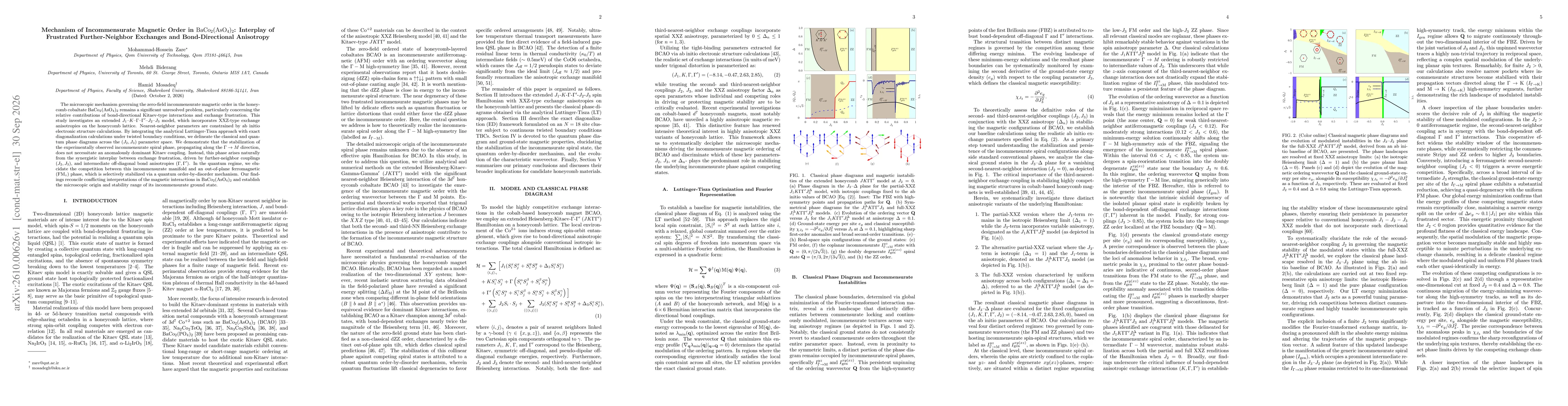 Thumbnail for Mechanism of Incommensurate Magnetic Order in $\mathrm{BaCo_2(AsO_4)_2}$: Interplay of Frustrated Further-Neighbor Exchanges and Bond-Directional Anisotropy
