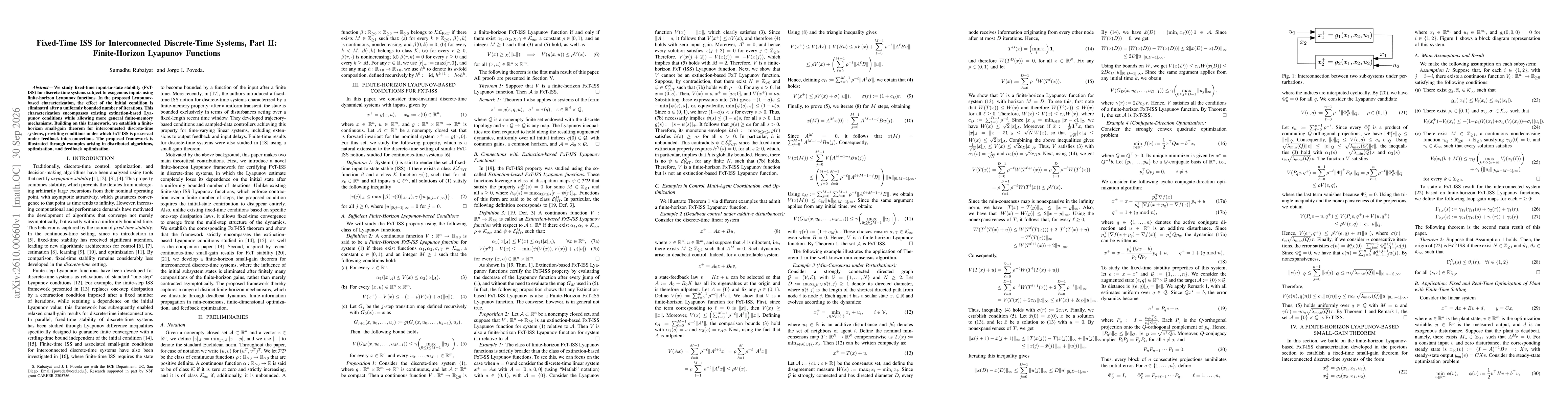 Thumbnail for Fixed-Time ISS for Interconnected Discrete-Time Systems, Part II: Finite-Horizon Lyapunov Functions