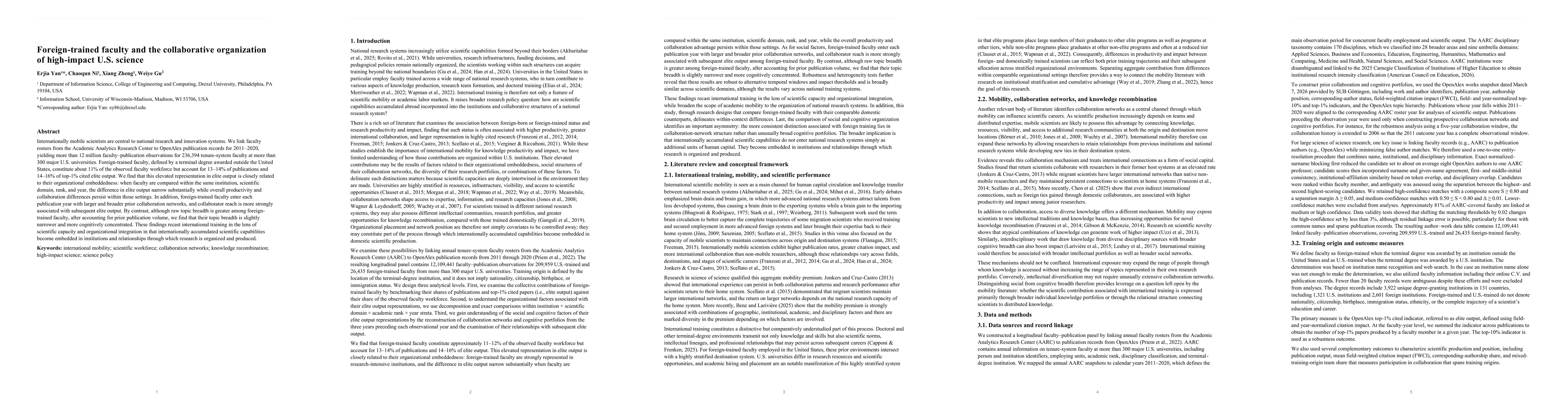 Thumbnail for Foreign-trained faculty and the collaborative organization of high-impact U.S. science