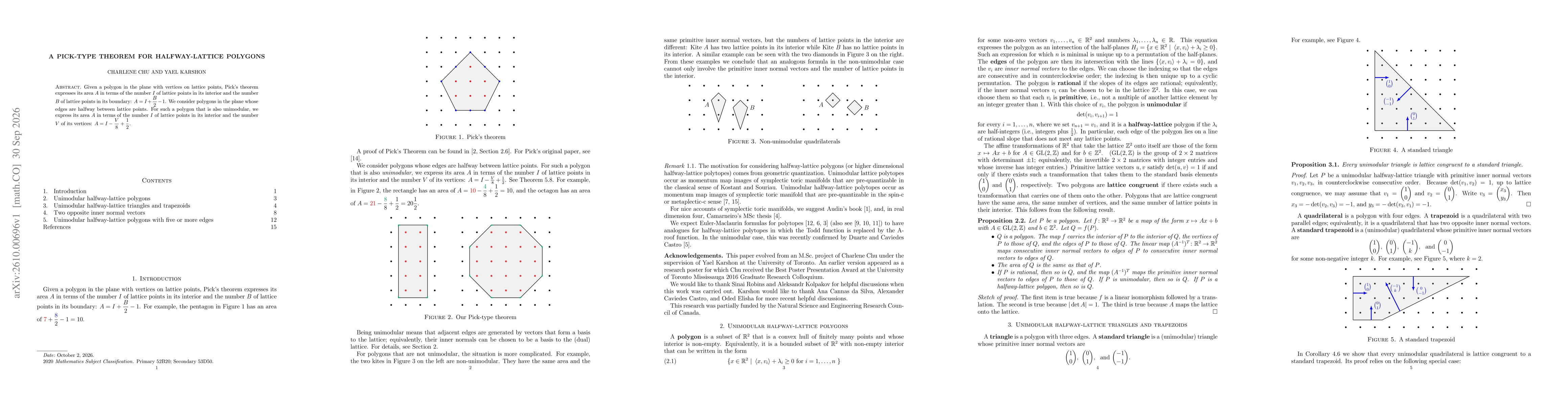 Thumbnail for A Pick-type theorem for halfway-lattice polygons