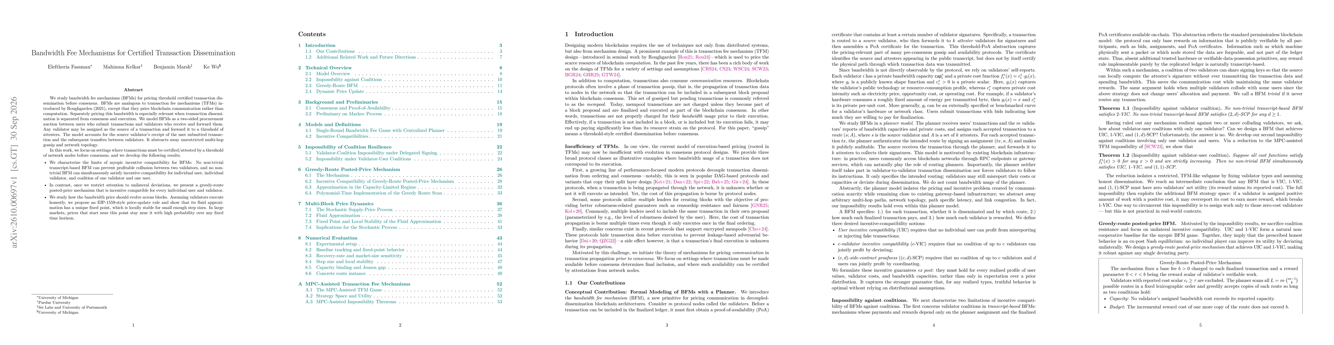 Thumbnail for Bandwidth Fee Mechanisms for Certified Transaction Dissemination