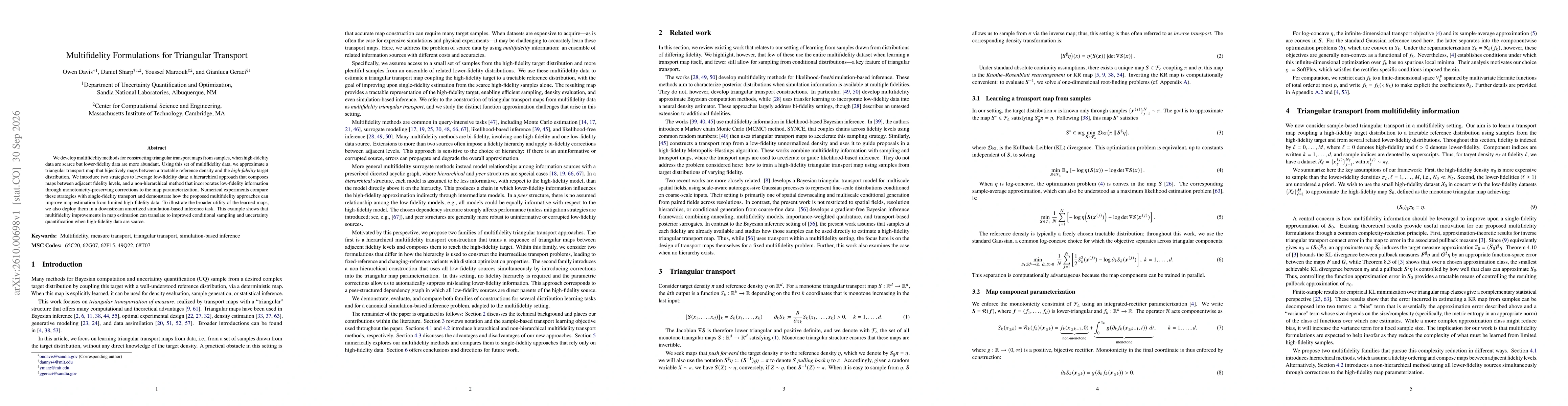 Thumbnail for Multifidelity Formulations for Triangular Transport