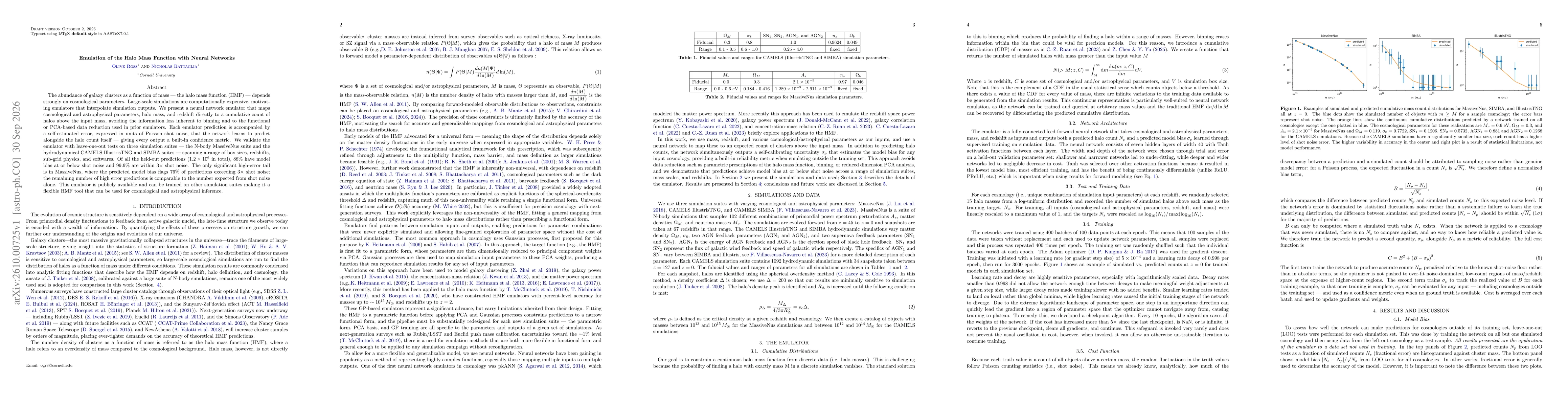 Thumbnail for Emulation of the Halo Mass Function with Neural Networks