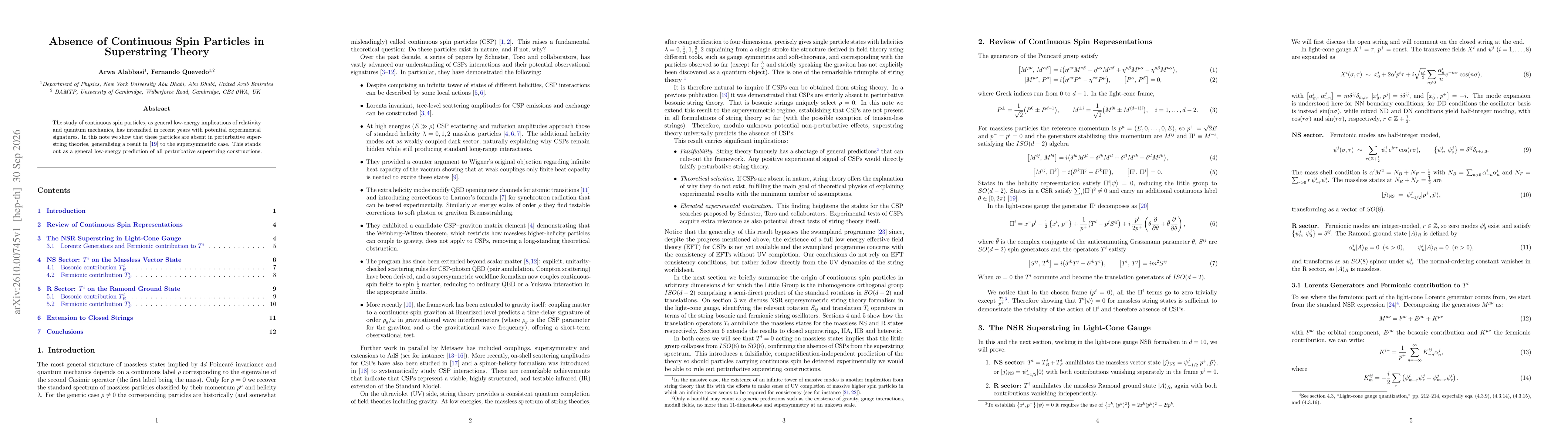 Thumbnail for Absence of Continuous Spin Particles in Superstring Theory