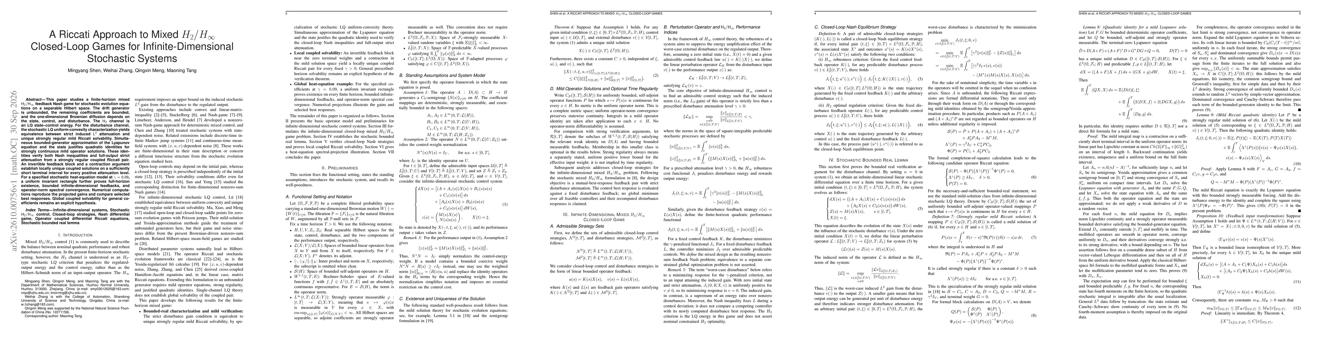 Thumbnail for A Riccati Approach to Mixed $H_2/H_\infty$ Closed-Loop Games for Infinite-Dimensional Stochastic Systems