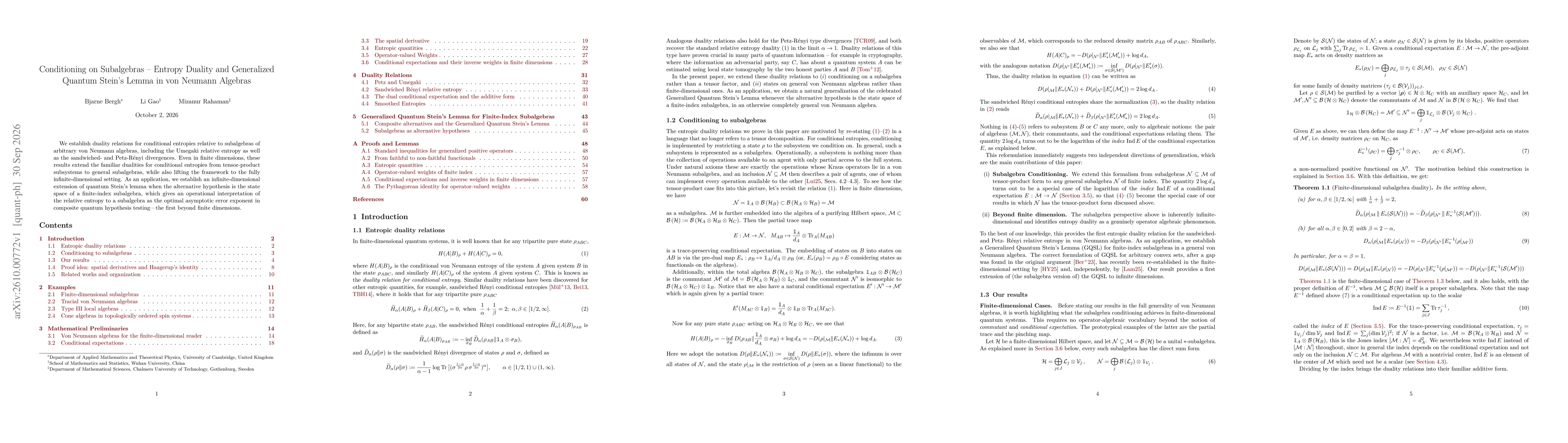 Thumbnail for Conditioning on Subalgebras - Entropy Duality and Generalized Quantum Stein's Lemma in von Neumann Algebras