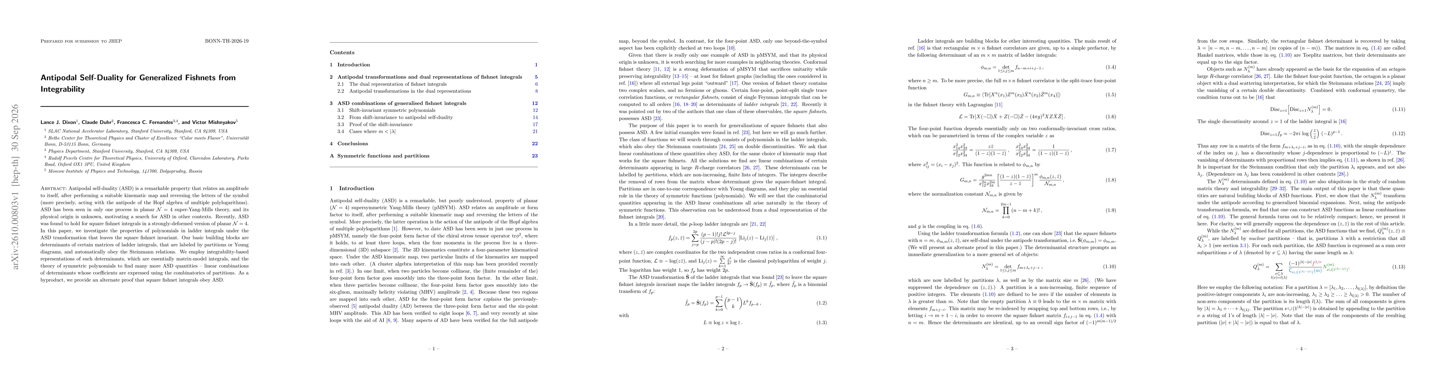 Thumbnail for Antipodal Self-Duality for Generalized Fishnets from Integrability