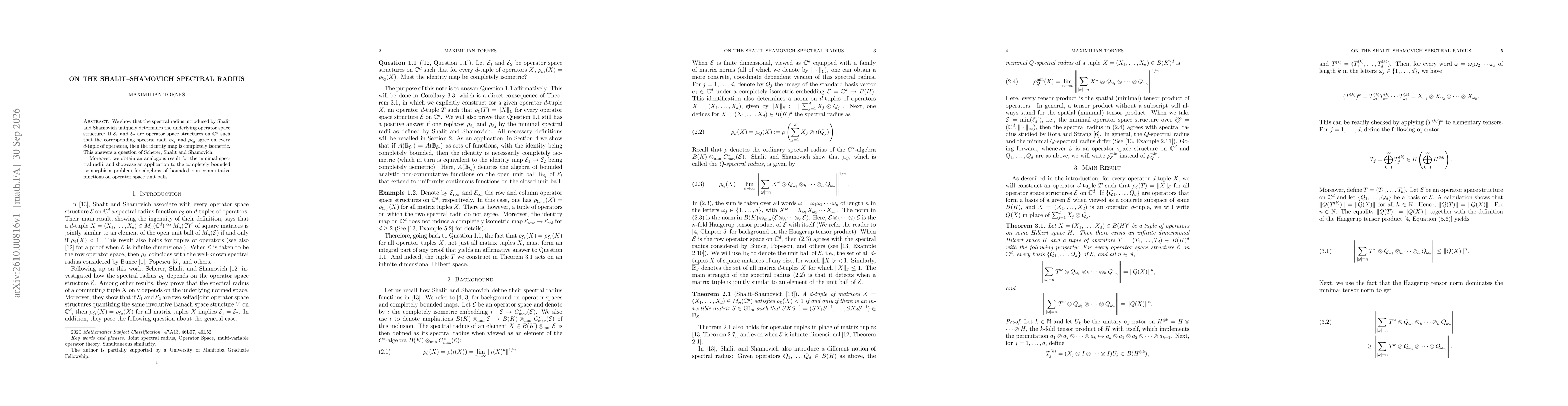 Thumbnail for On the Shalit-Shamovich Spectral Radius