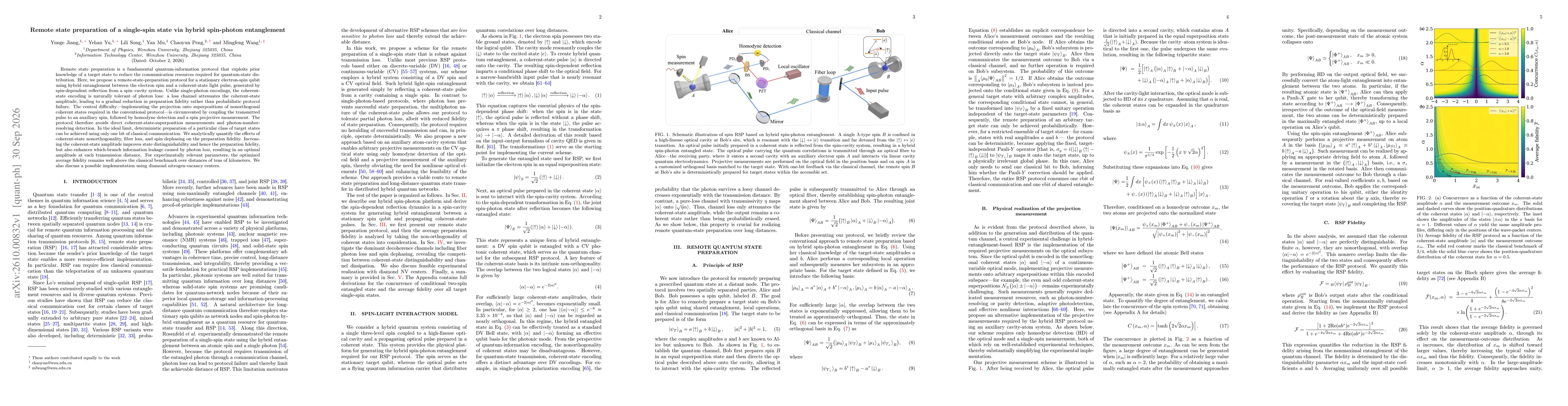 Thumbnail for Remote state preparation of a single-spin state via hybrid spin-photon entanglement