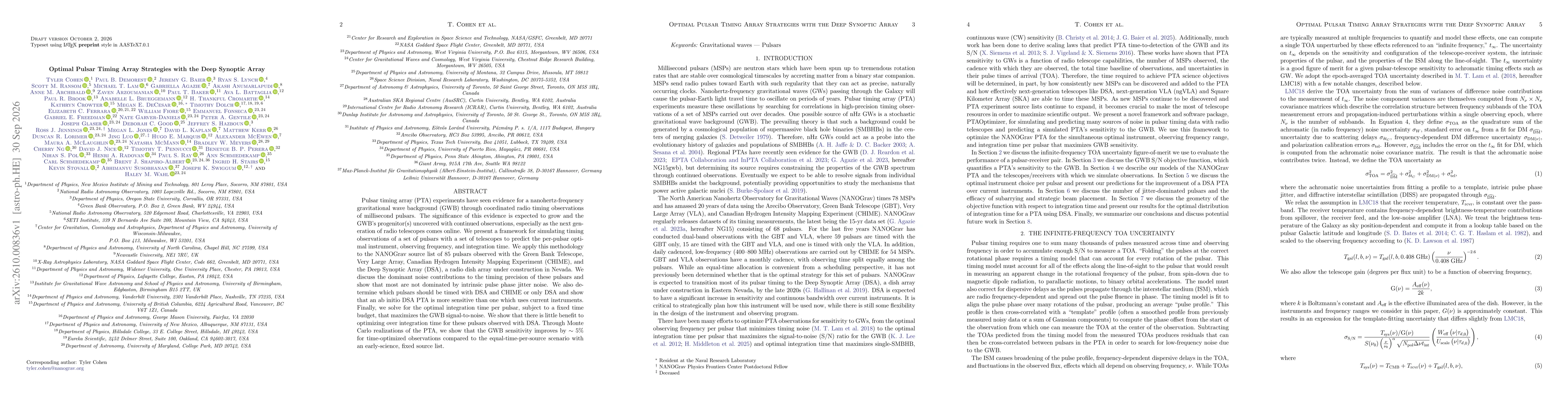 Thumbnail for Optimal Pulsar Timing Array Strategies with the Deep Synoptic Array