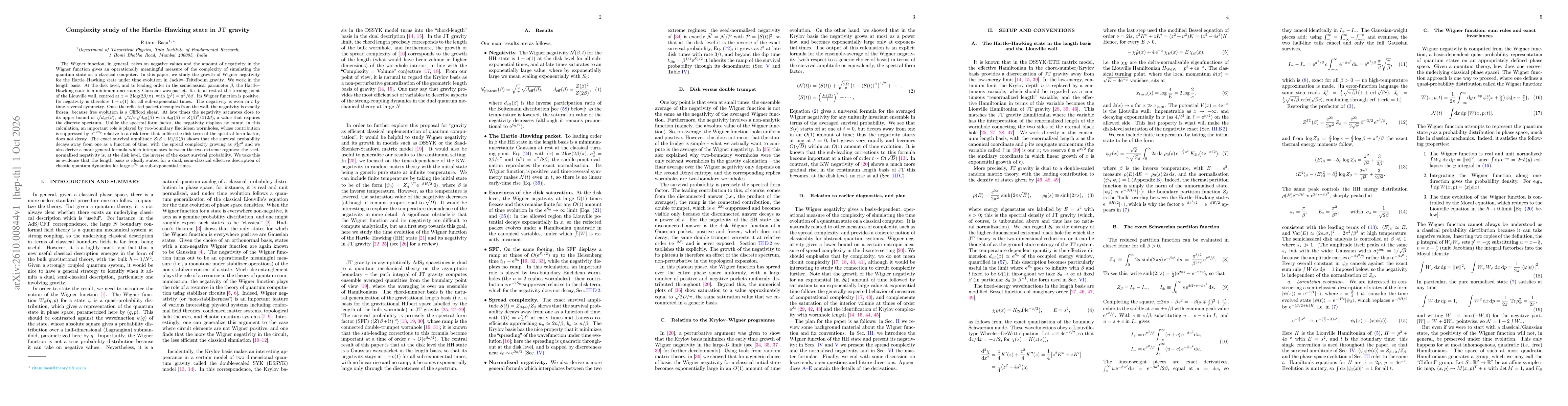 Thumbnail for Complexity study of the Hartle-Hawking state in JT gravity