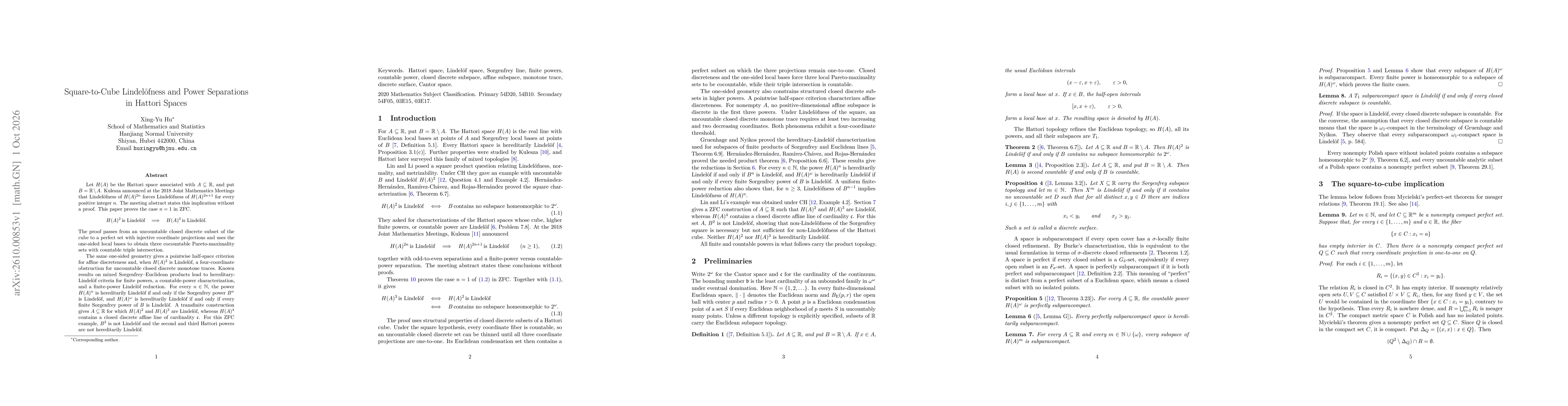 Thumbnail for Square-to-Cube Lindelöfness and Power Separations in Hattori Spaces