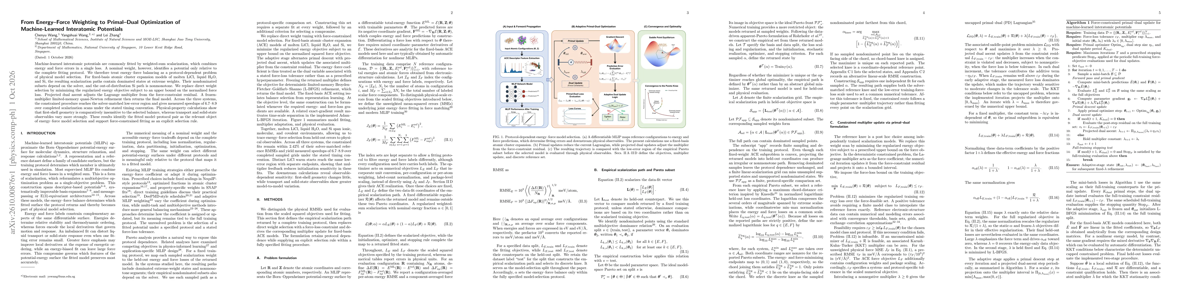 Thumbnail for From Energy-Force Weighting to Primal-Dual Optimization of Machine-Learned Interatomic Potentials