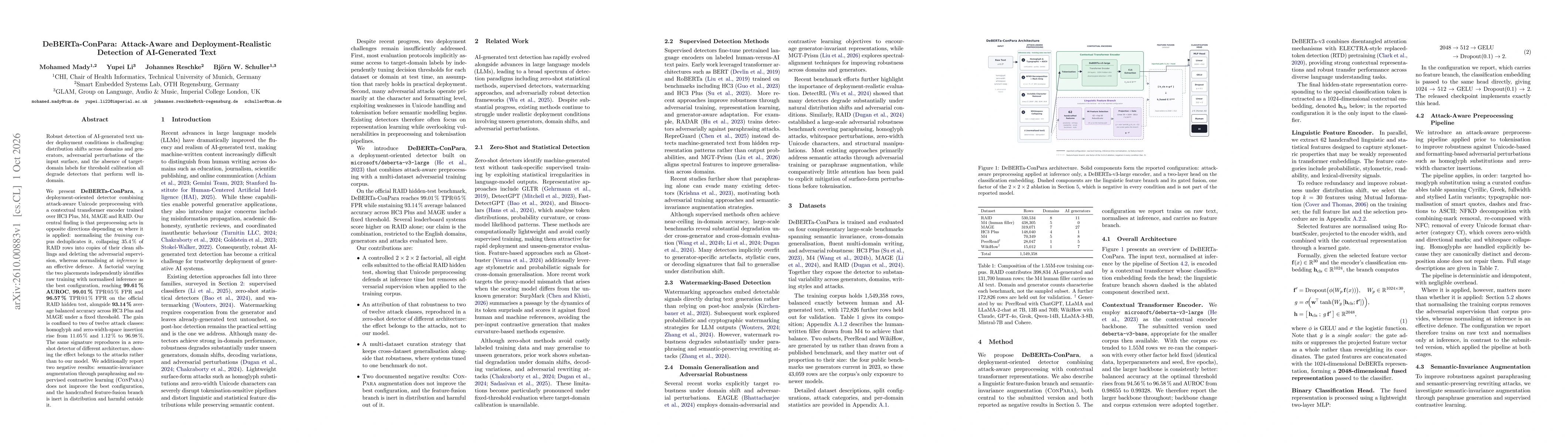 Thumbnail for DeBERTa-ConPara: Attack-Aware and Deployment-Realistic Detection of AI-Generated Text