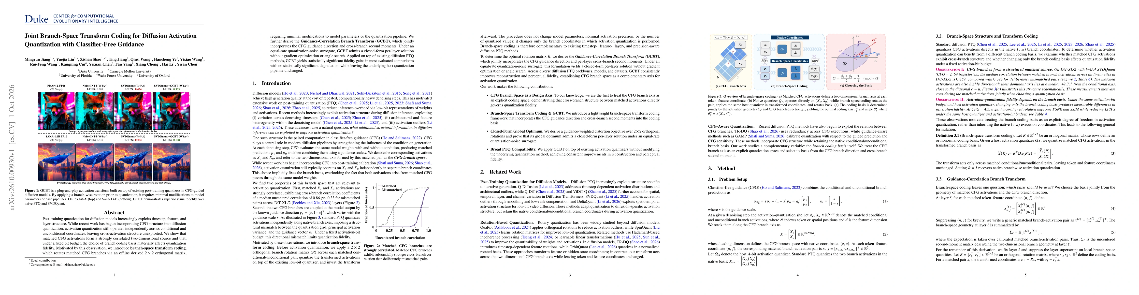 Thumbnail for Joint Branch-Space Transform Coding for Diffusion Activation Quantization with Classifier-Free Guidance