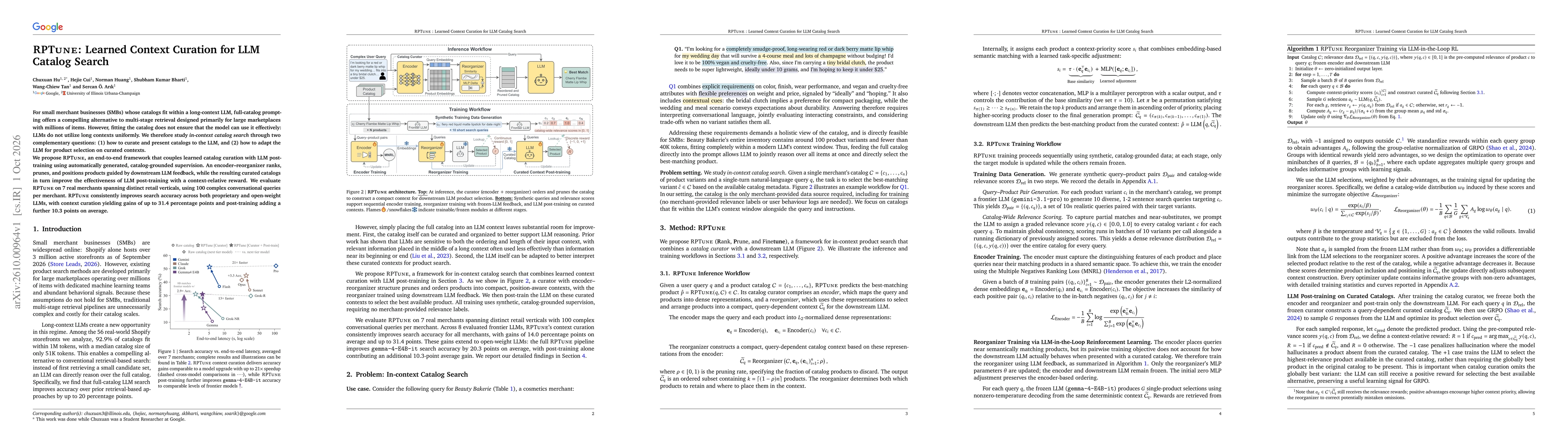 Thumbnail for RPTune: Learned Context Curation for LLM Catalog Search