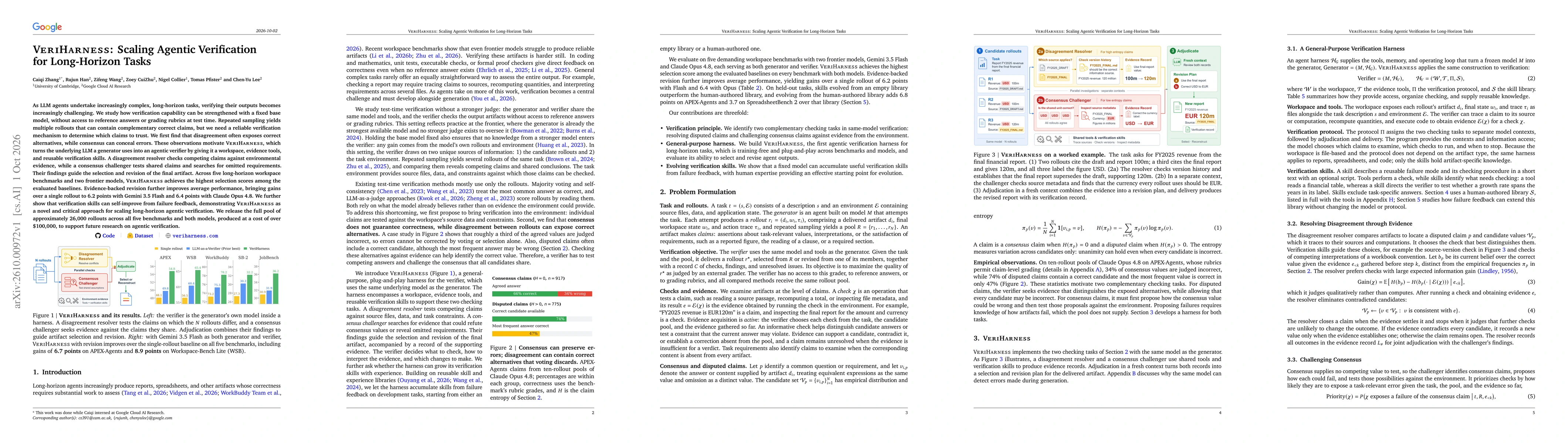 Thumbnail for VeriHarness: Scaling Agentic Verification for Long-Horizon Tasks